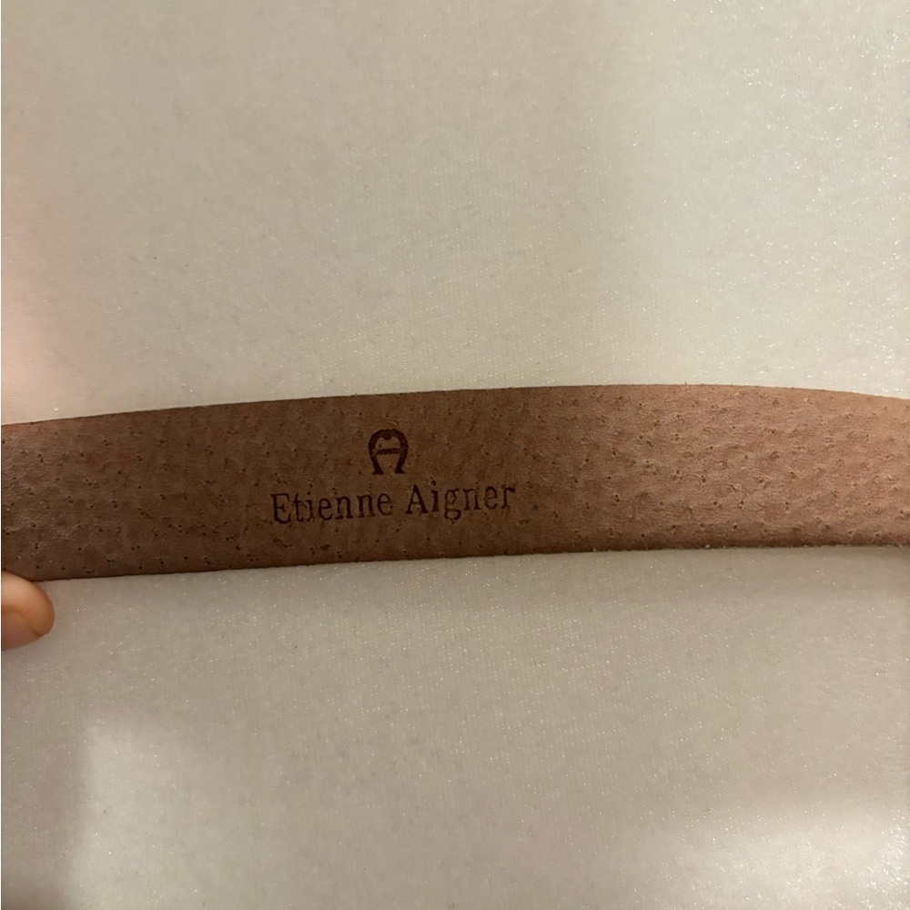 Etienne Aigner Off White Gold Genuine Leather Belt size large - Picture 7 of 10